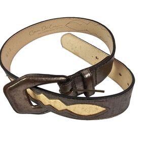 Catherine Dial Easley Women's Western Metallic Leather Belt Small Gray‎ Gold